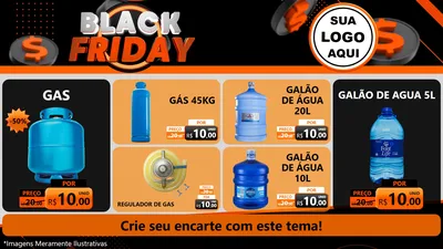 Modelo de TV para TV Horizontal com o tema Black Friday para Água e gás