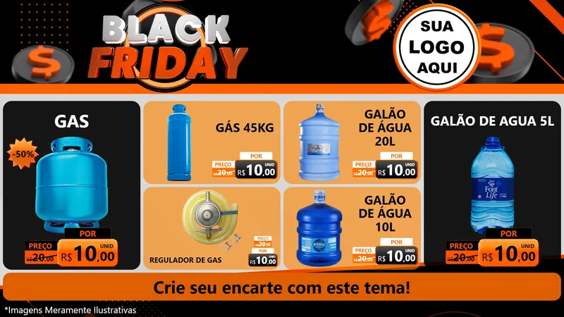Modelo de TV para TV Horizontal com o tema Black Friday para Água e gás