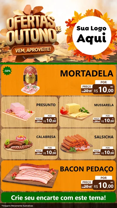 Modelo de TV para TV Vertical com o tema Ofertas de Outono - Vem, Aproveite! para Frios e Laticínios