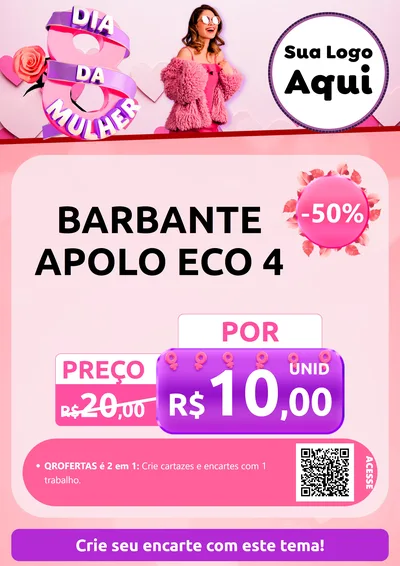 Modelo de Cartaz para Cartaz A4 Vertical com o tema Dia da Mulher para Armarinho e Aviamentos