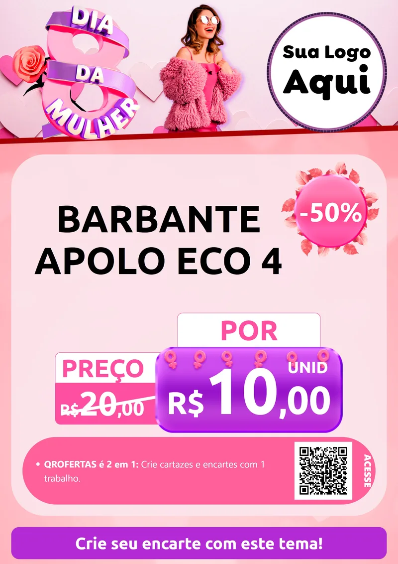 Modelo de Cartaz para Cartaz A4 Vertical com o tema Dia da Mulher para Armarinho e Aviamentos