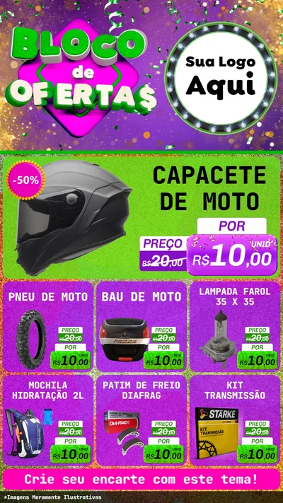 Modelo de Rede Social para Stories com o tema Bloco de Ofertas para Moto peças