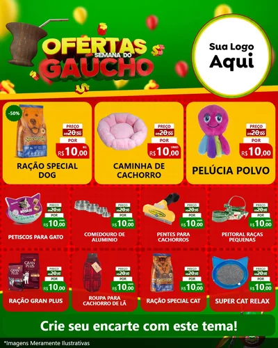Modelo de Rede Social para Feed Instagram com o tema Ofertas Semana Do Gaúcho para Pet Shop