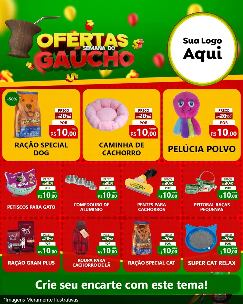 Modelo de Rede Social para Feed Instagram com o tema Ofertas Semana Do Gaúcho para Pet Shop