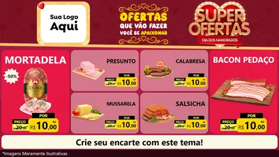 Modelo de TV para TV Horizontal com o tema Dia dos Namorados para Frios e Laticínios