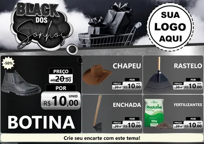 Modelo de Encarte para Encarte A4 Horizontal com o tema Black dos Sonhos para Agropecuária