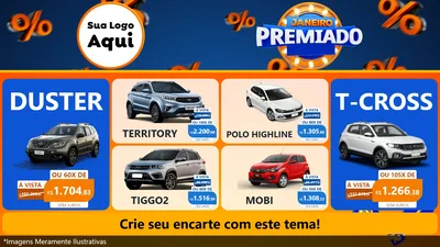 Modelo de TV para TV Horizontal com o tema Janeiro Premiado para Concessionaria de Carros