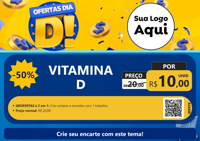 Modelo de Cartaz para Cartaz A4 Horizontal com o tema Ofertas Dia D para Farmácia