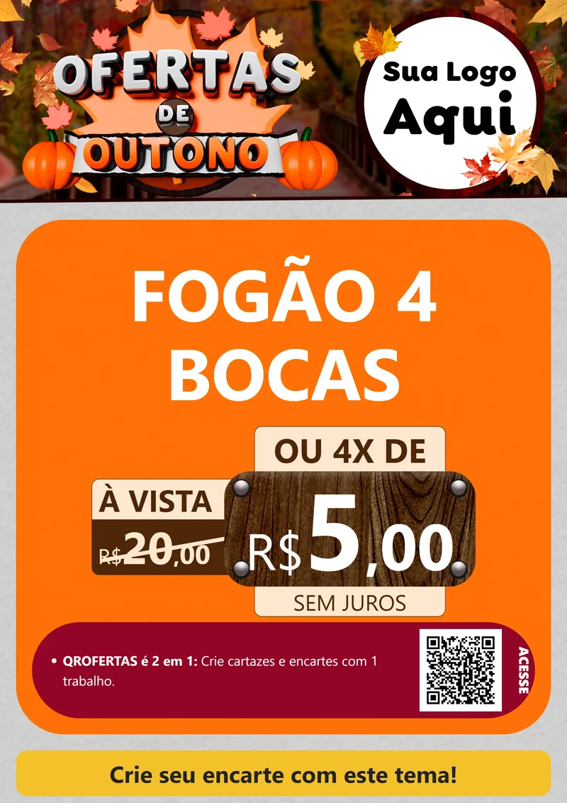 Modelo de Cartaz para Cartaz A4 Vertical com o tema Ofertas de Outono para Móveis e Eletro
