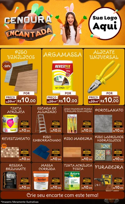 Modelo de Encarte para Encarte Grande com o tema Cenoura Encantada - Páscoa para Material para Construção