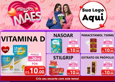 Modelo de Encarte para Encarte A4 Horizontal com o tema Mês Das Mães para Farmácia