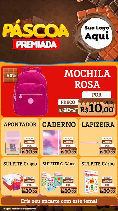 Modelo de Rede Social para Stories com o tema Páscoa Premiada para Papelaria
