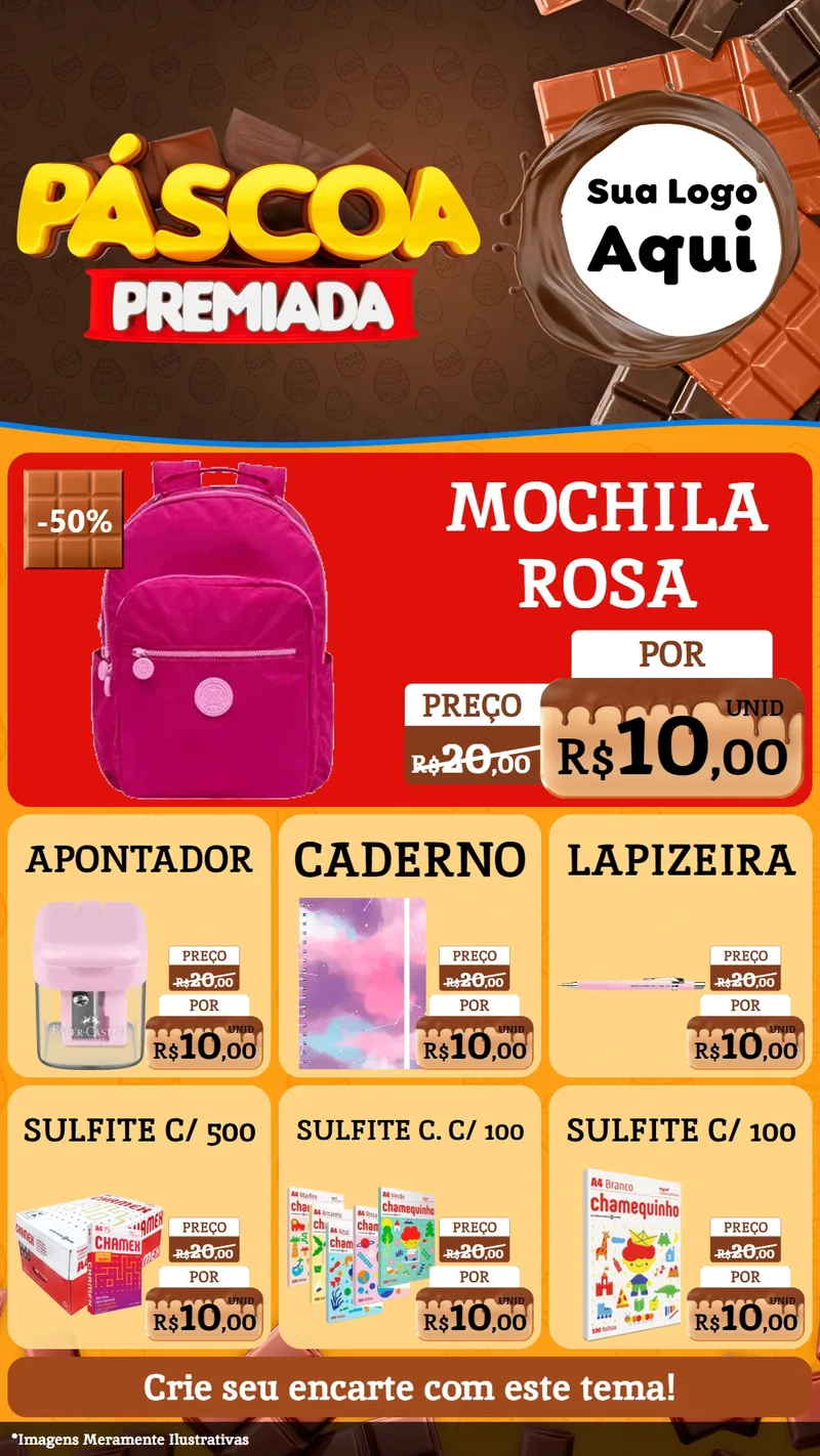 Modelo de Rede Social para Stories com o tema Páscoa Premiada para Papelaria