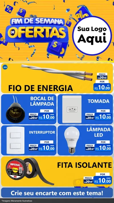 Modelo de TV para TV Vertical com o tema Fim de Semana de Ofertas para Materiais Elétricos