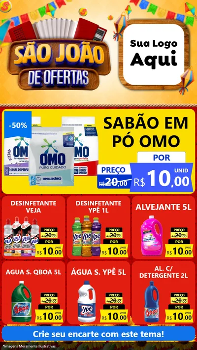 Modelo de Rede Social para Stories com o tema São João de Ofertas para Produtos de Limpeza
