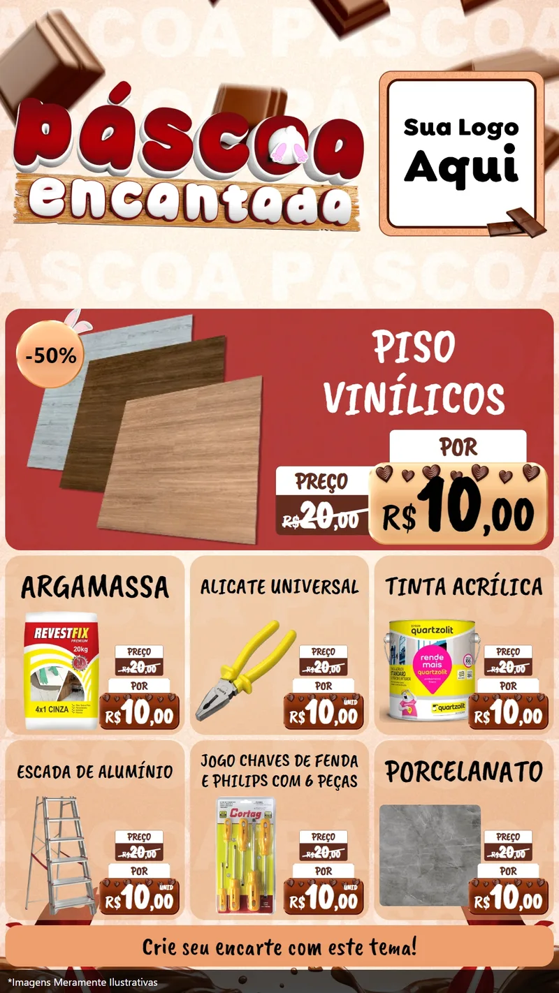 Modelo de Rede Social para Stories com o tema Páscoa Encantada para Material para Construção