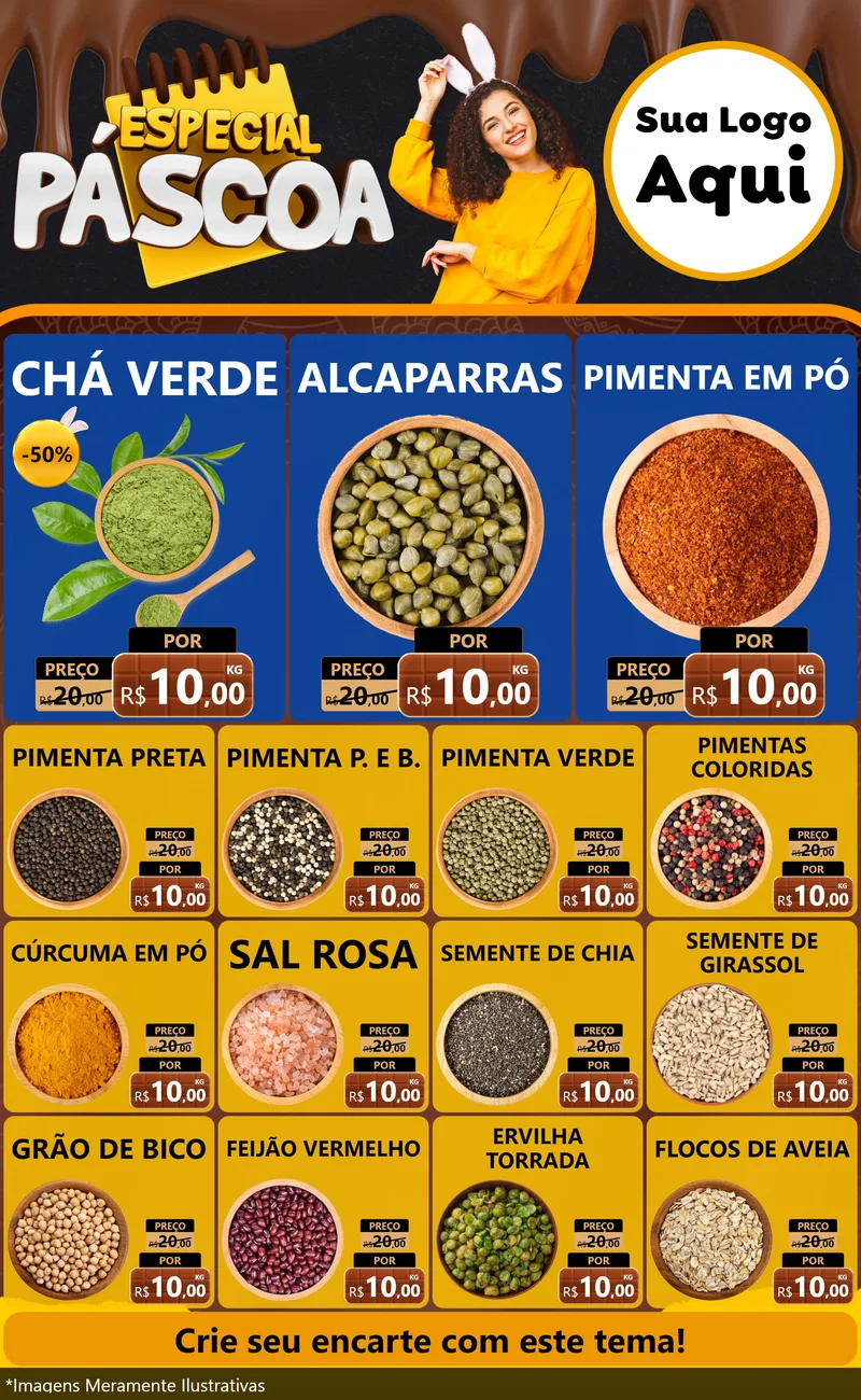 Modelo de Encarte para Encarte Grande com o tema Especial Páscoa para Produtos Naturais