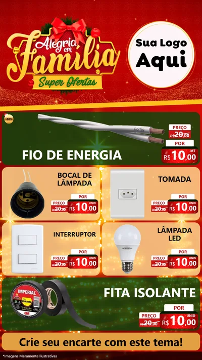 Modelo de TV para TV Vertical com o tema Alegria em Família Super Ofertas - Natal para Materiais Elétricos