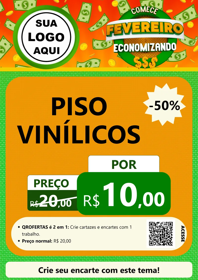 Modelo de Cartaz para Cartaz A4 Vertical com o tema Comece Fevereiro Economizando para Material para Construção