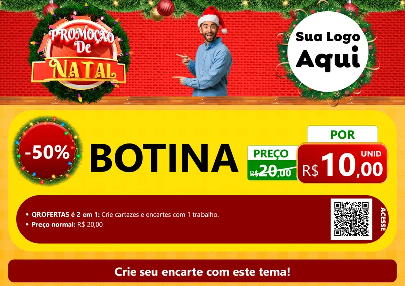 Modelo de Cartaz para Cartaz A4 Horizontal com o tema Promoção de Natal para Agropecuária