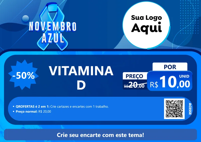 Modelo de Cartaz para Cartaz A4 Horizontal com o tema Novembro Azul para Farmácia