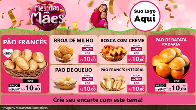 Modelo de TV para TV Horizontal com o tema Mês das Mães para Padaria