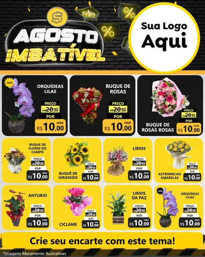 Modelo de Rede Social para Feed Instagram com o tema Agosto Imbatível para Floricultura e jardim