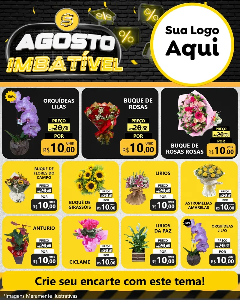 Modelo de Rede Social para Feed Instagram com o tema Agosto Imbatível para Floricultura e jardim