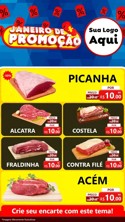 Modelo de TV para TV Vertical com o tema Janeiro de Promoção para Açougue