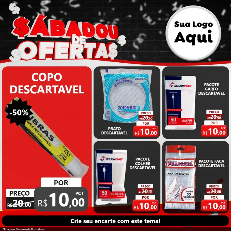 Modelo de Rede Social para Feed Facebook com o tema Sabadou de Ofertas para Embalagens