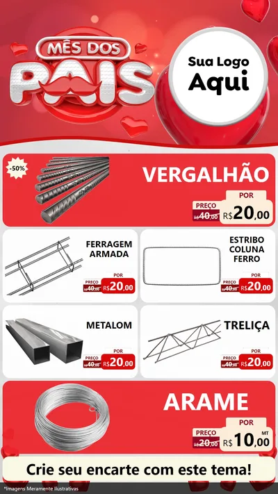 Modelo de TV para TV Vertical com o tema Mês dos Pais para Ferragens