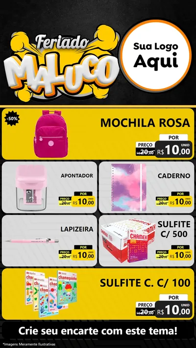 Modelo de TV para TV Vertical com o tema Feriado Maluco para Papelaria