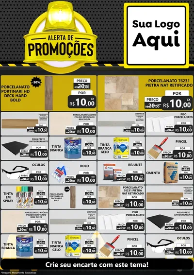 Modelo de Encarte para Encarte A4 Vertical com o tema Alerta de Promoções para Pisos e revestimentos