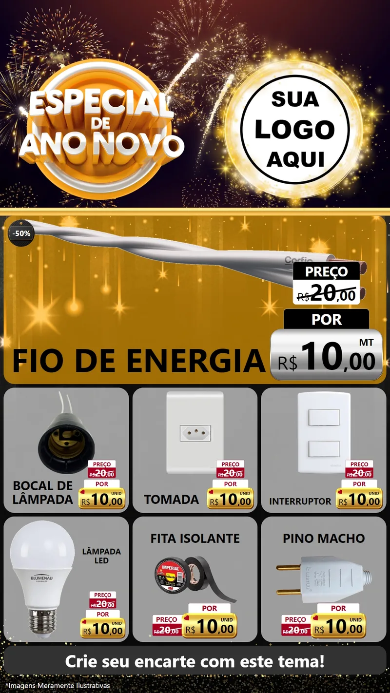 Modelo de Rede Social para Stories com o tema Especial de Ano Novo para Materiais Elétricos