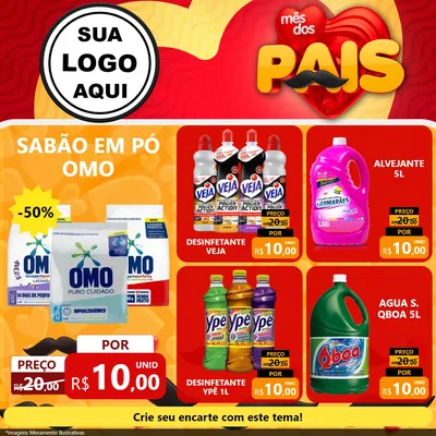 Modelo de Rede Social para Feed Facebook com o tema Mês Dos Pais para Produtos de Limpeza
