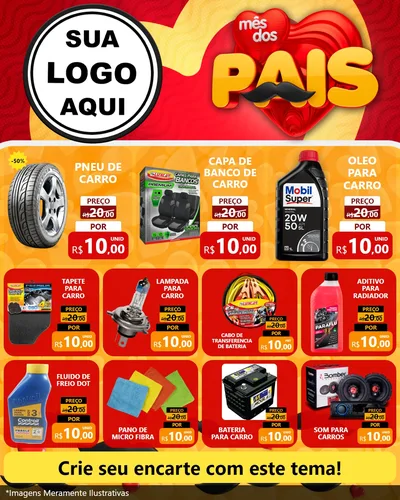 Modelo de Rede Social para Feed Instagram com o tema Mês Dos Pais para Auto peças
