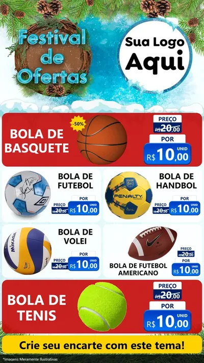 Modelo de TV para TV Vertical com o tema Festival de Ofertas - Inverno para Artigos Esportivos