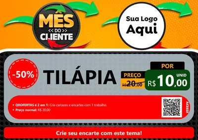 Modelo de Cartaz para Cartaz A4 Horizontal com o tema Mês do Cliente para Peixaria
