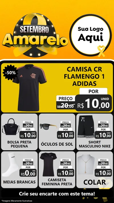 Modelo de Rede Social para Stories com o tema Setembro Amarelo para Roupas e acessórios