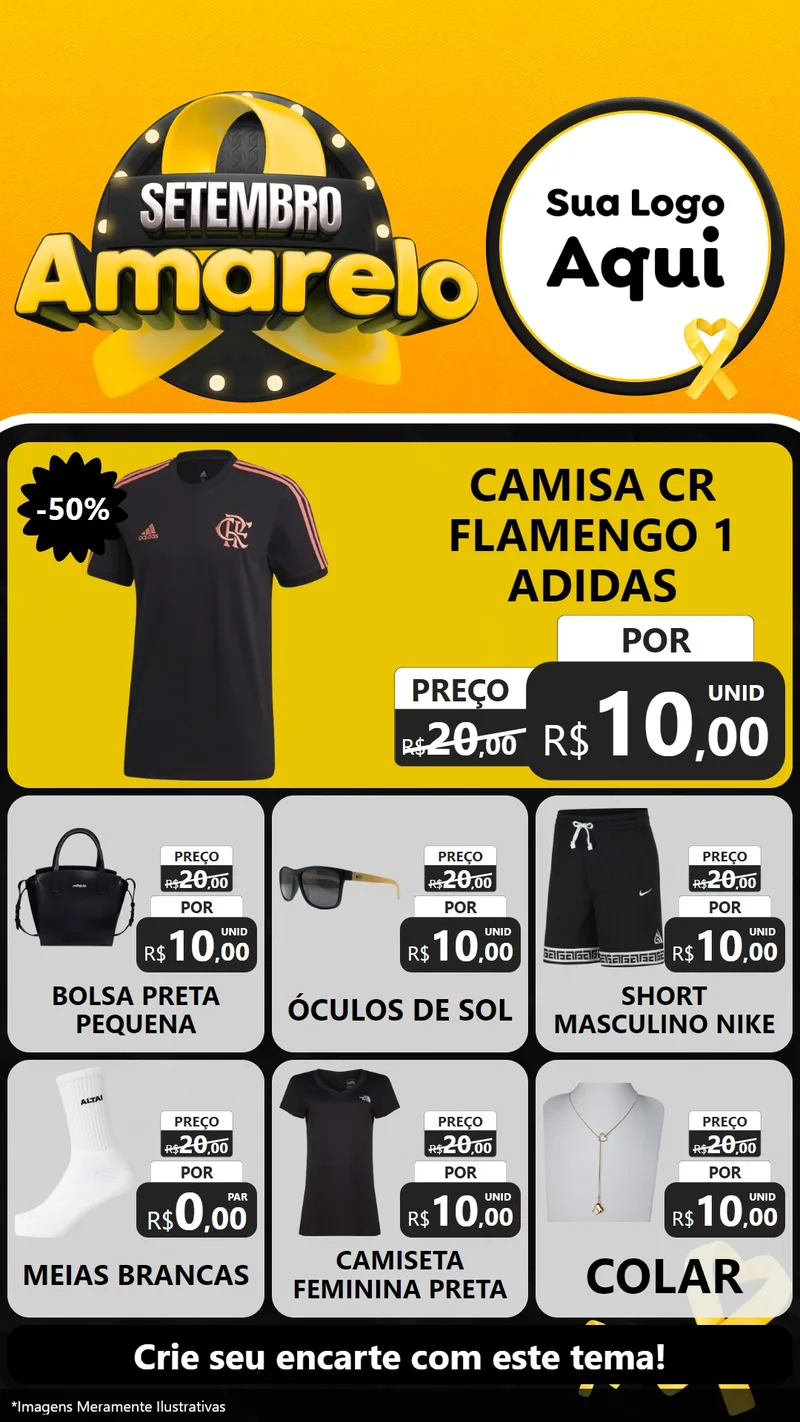 Modelo de Rede Social para Stories com o tema Setembro Amarelo para Roupas e acessórios
