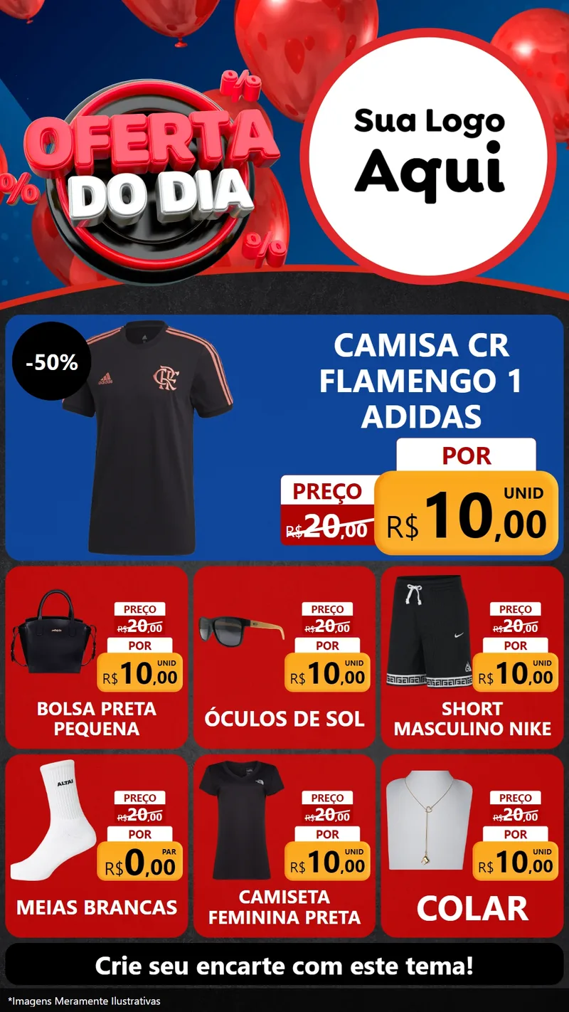 Modelo de Rede Social para Stories com o tema Oferta do Dia para Roupas e acessórios