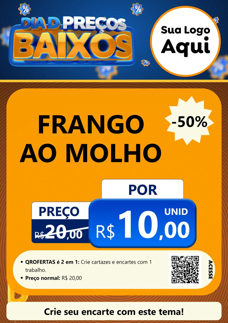 Modelo de Cartaz para Cartaz A4 Vertical com o tema Dia D Preço Baixo para Restaurante