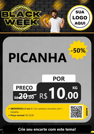 Modelo de Cartaz para Cartaz A4 Vertical com o tema Black Week para Açougue