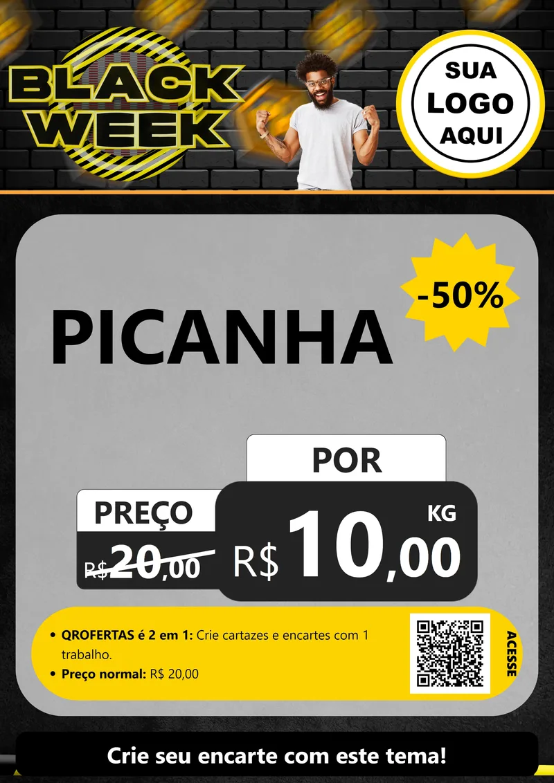 Modelo de Cartaz para Cartaz A4 Vertical com o tema Black Week para Açougue