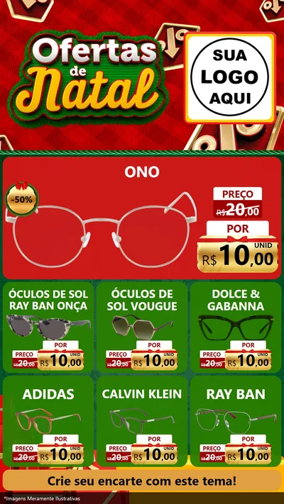 Modelo de Rede Social para Stories com o tema Ofertas de Natal para Óticas