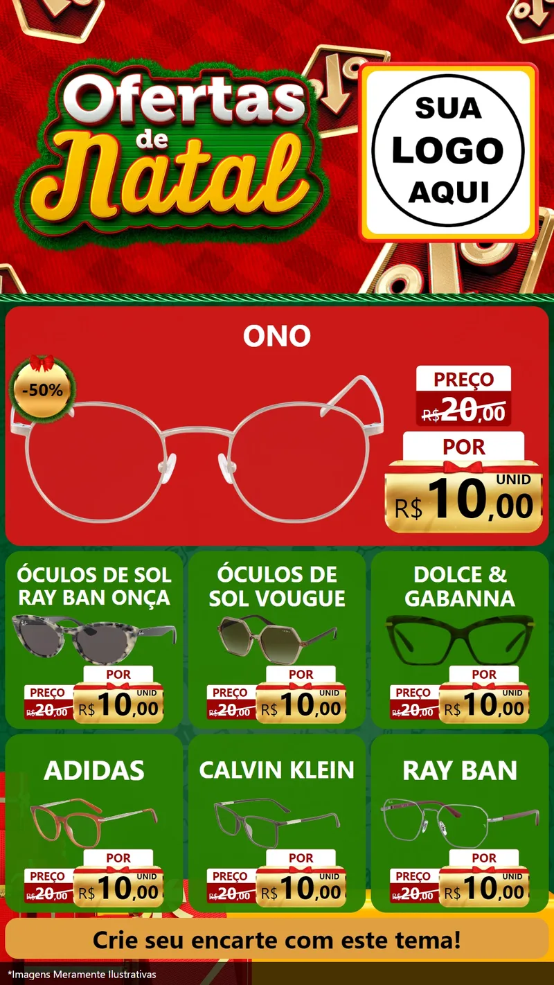 Modelo de Rede Social para Stories com o tema Ofertas de Natal para Óticas