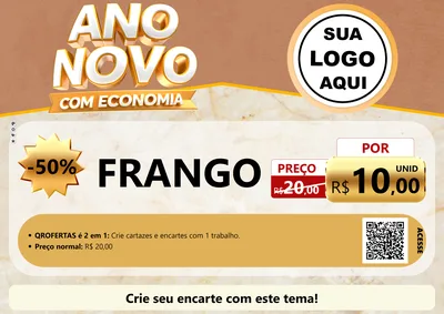 Modelo de Cartaz para Cartaz A4 Horizontal com o tema Ano Novo Com Economia para Assados