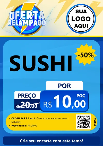 Modelo de Cartaz para Cartaz A4 Vertical com o tema Oferta Relâmpago para Comida japonesa