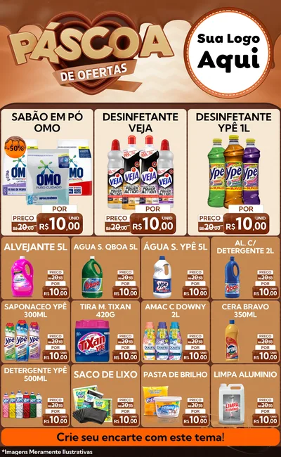 Modelo de Encarte para Encarte Grande com o tema Páscoa de Ofertas para Produtos de Limpeza