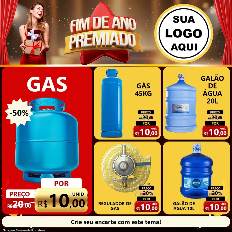 Modelo de Rede Social para Feed Facebook com o tema Fim de Ano Premiado para Água e gás